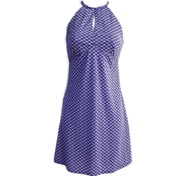 Esprit Dresses & Skirts - Esprit Dress Nylon Purple White Plaid Keyhole Tie Halter Vintage 90s Y2K USA S
